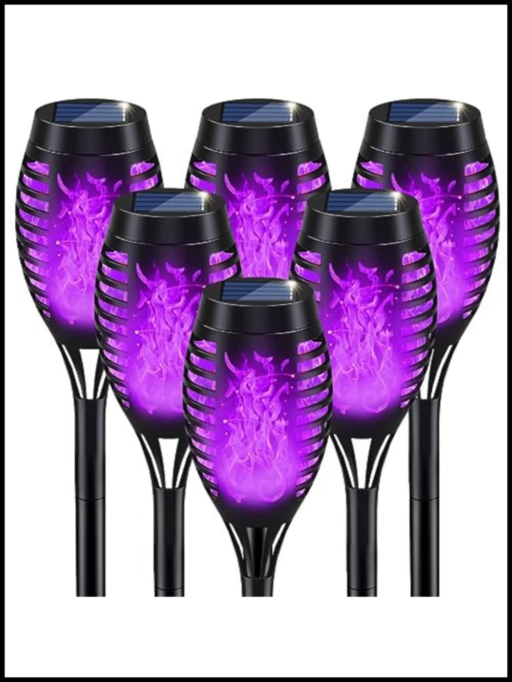 Solar Flickering Flame Halloween Outdoor Lights 6-Pack Waterproof